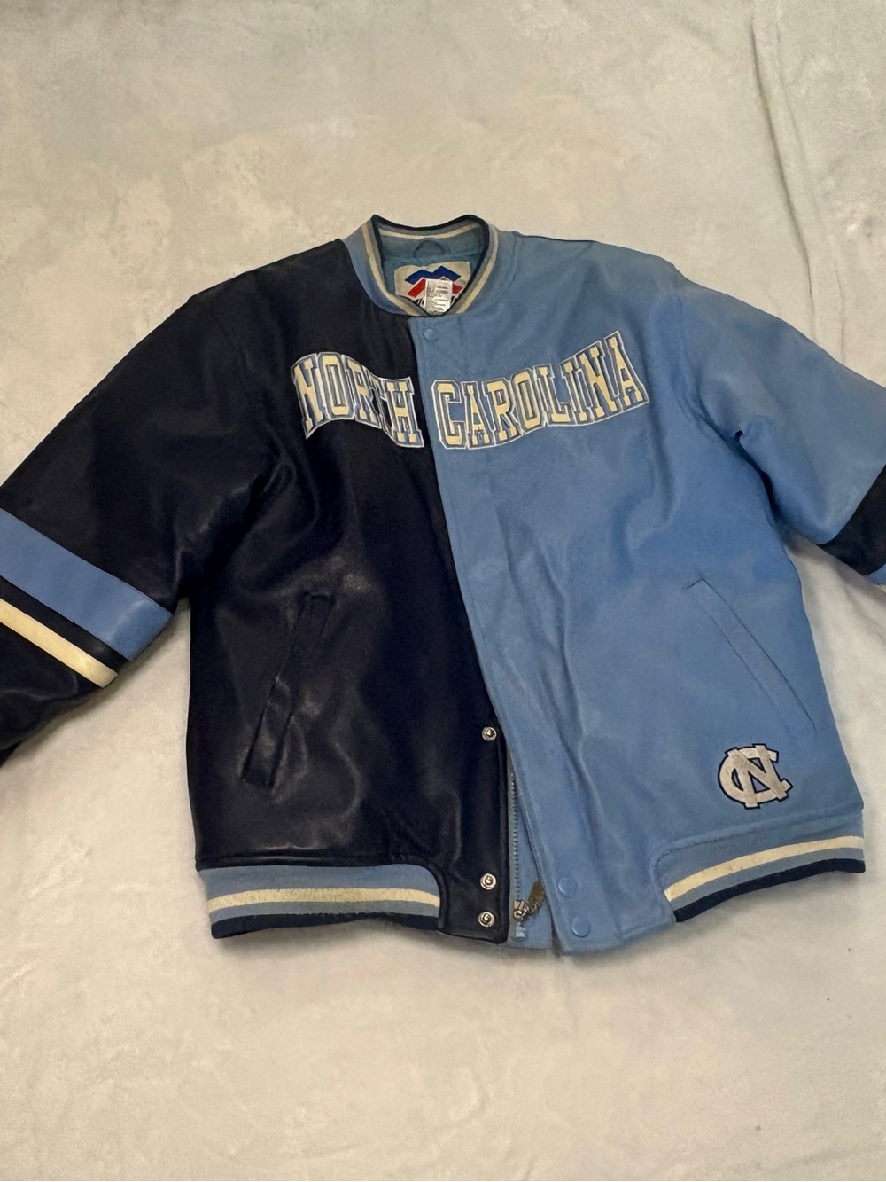 Vintage NC Tar Heels Two-Tone Varsity Jacket - Light Blue & Navy